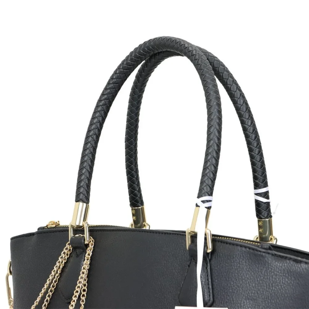 Black Faux Leather Purse and Coin Purse 2 in 1 Set Tote Cross Body Shoulder Bag - Picture 9 of 12